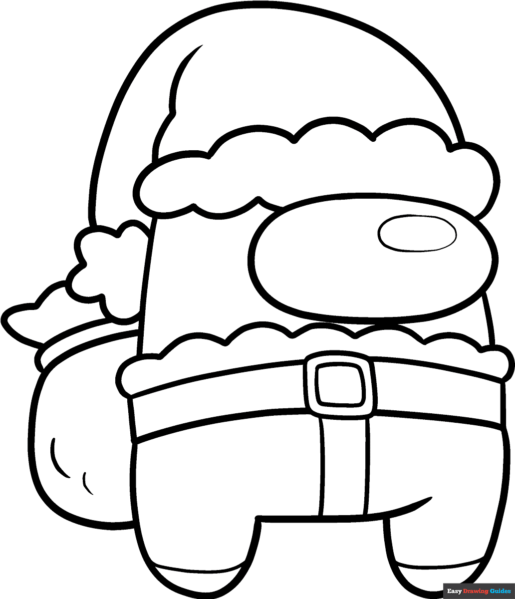 among us santa coloring page | easy drawing guides